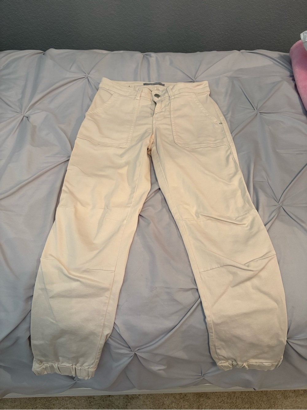 Mavi Cream Utility Cargo Pants with Elastic Ankles
